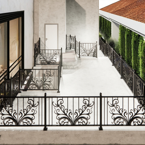 Rampe de balcon élégante en fer forgé avec détails artisanaux, balustrade extérieure décorative sur mesure pour un design de balcon moderne et durable. - Product Image 2