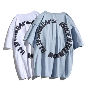 เสื้อยืดแบรนด์หรูผู้ชายและผู้หญิงรุ่นใหม่ทันสมัย พิมพ์ลายดิจิตอลโลโก้ 3 มิติ ออกแบบเอง ขายส่ง - Product Image 1