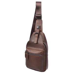 Sac bandoulière en cuir marron personnalisé, best-seller, avec boucle décorative, sac de poitrine, sac de voyage, organisateur de rangement, unisexe - Product Image 1