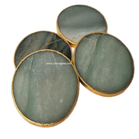 Sous-verre en Aventurine Verte et Agate, Pierre Précieuse de Quartz Naturelle Faite à la Main, Décoration d'Intérieur, Thème Amour JILANI, Plaqué Or, Boule Rose, Vente en Gros