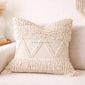 Grande housse de coussin géométrique bohème, coussin décoratif texturé tissé en losanges, coussin d'appoint bohème pour canapé et lit - Product Image 4