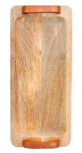 Bandeja rectangular de madera de mango premium, ideal para servir bocadillos, desayuno, almuerzo, té, café, decoración moderna para la cocina. - Product Image 2