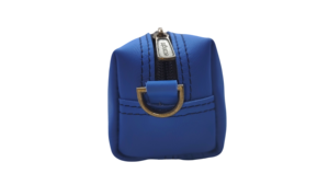 Blue Leather Pencil Pouch Cosmetic Bag With Zipper Closure And Soft Handle <b>Medium</b> Size Simple Style Portable Pouch - Product Image 5