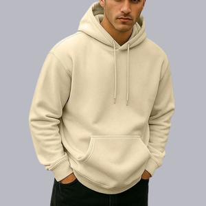Sweat-shirt à capuche en coton blanc pour homme, couleur unie, en tissu éponge français, pour l'automne, fabriqué au Bangladesh - Product Image 5