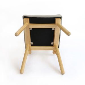 Chaise de salle à manger moderne en teck massif avec siège rembourré en tissu, style scandinave, meubles esthétiques pour la maison - Product Image 2