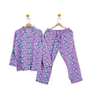 Conjunto de Pijama de Algodón y Fibra de Bambú a Rayas para Mujer, Manga Larga, Cuello Camisero, Pantalón Largo, Ropa de Dormir Suave e Informal - Product Image 2