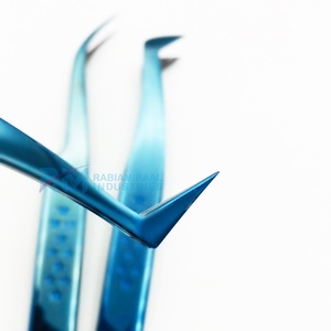 Juego de Pinzas para Pestañas de Acero Inoxidable Profesional de Alta Calidad RMI, Punta Suave de Precisión, Color Azul Plasma para Extensión de Pestañas - Product Image 6