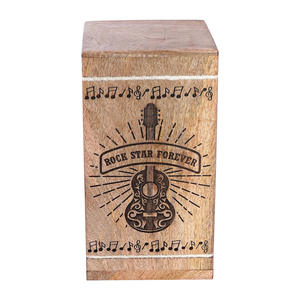 Wholesale Supply Indian Glance Wooden Urn <b>Box</b> Natural Mango Wood Urn for Human & Pets Ashes Rockstar <b>Guitar</b> Carved Funeral Urn - Product Image 3
