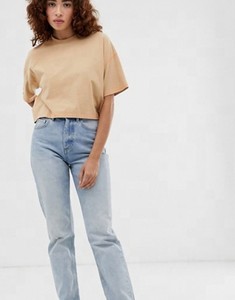 เสื้อยืดครอปแขนสั้นทรงหลวมสไตล์ใหม่สำหรับผู้หญิง ใส่สบายๆ ผ้าฝ้ายฟลีซ 100% แห้งเร็ว รับสกรีนโลโก้สำหรับฤดูร้อน - Product Image 1