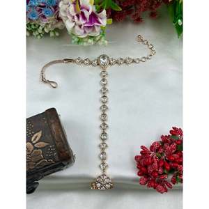 <b>Indian</b> Ethnic Preeti Moissanite Gold Plated Hath Panja-Imitation Fine <b>Jewelry</b> <b>Set</b> - Product Image 5
