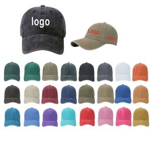 Gorras de Béisbol al por Mayor de Color Liso, Sin Estructura, de Poliéster/Algodón, Estilo Dad Hat, de 6 Paneles, Lavadas y Desgastadas, con Logotipo Personalizado para Negocios - Product Image 1