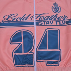 Gold <b>Feather</b> Pink Racer Jacket <b>With</b> Number 24 Print Zipper Closure Sporty Style Unisex Spring Wear Casual <b>Top</b> <b>with</b> Custom Logo - Product Image 5