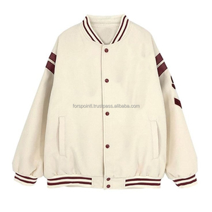 Chaqueta universitaria para hombre al por mayor 2024 logotipo personalizado puños acanalados escote dobladillo bolsillo lateral uniforme de béisbol mangas de cuero - Product Image 2