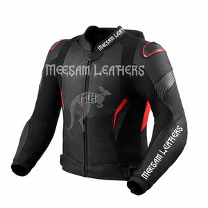 Leather <b>Racing</b> <b>Jackets</b> for Motorbikes Premium Quality Kangaroo Cowhide Milled Made in Pakistan Motorbike Wear Perforated - Product Image 6