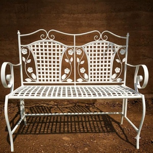 Weatherproof Powder Coated Wrought Iron European Design Park <b>Bench</b> Custom Hand Forged <b>Metal</b> <b>Garden</b> Long Chair 2-Seater - Product Image 3