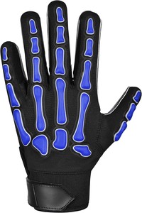 Gants complets noirs et bleus à imprimé squelette, antidérapants, unisexes, pour l'extérieur, toutes saisons, fermeture auto-agrippante, en polyester - Product Image 6
