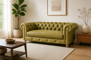 Genuine Leather Chesterfield <b>Sofa</b> Three Seat Tufted Back Rolled Arms Wood <b>Legs</b> Traditional Style Living Room <b>Sofa</b> Leather <b>Sofa</b> - Product Image 6
