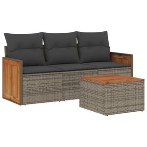 Ensemble de canapés de jardin en rotin PE gris résistant aux UV, meubles d'extérieur élégants - Product Image 2