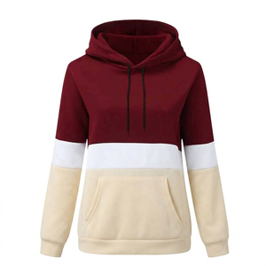New Color Blocking Hoodie Sweatshirt Regular Fit Long Sleeve Pocket Design Casual Hoodie Unisex Autumn Wear Knitted <b>Fabric</b> - Product Image 1