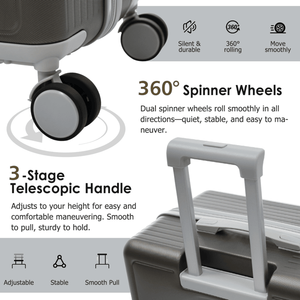 Set di 3 Valigie Leggere e Resistenti in ABS con Ruote Girevoli e Serratura TSA, Valigie da Viaggio in Tessuto e Materiale PP - Product Image 5
