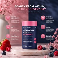 Gomitas de Colágeno y Biotina con Sabor a Fresa de Marca Privada OEM para el Cabello, la Piel, las Uñas y la Salud del Corazón, Sin GMO, Sin Gluten
