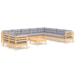 Conjunto de Muebles de Jardín de Madera de Pino Gris Sólido con Tela 100% Poliéster, Muebles de Exterior Duraderos y Elegantes - Product Image 2