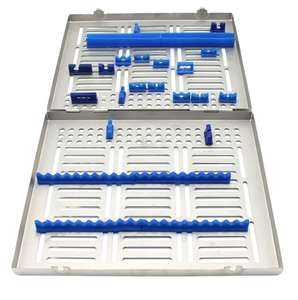 Instrumental Quirúrgico para Implantes Dentales, Kit de Cirugía Oral de 33 Piezas, Caja de Esterilización con Bandeja y Soporte, Acero Inoxidable, CE, por Dentavex - Product Image 2
