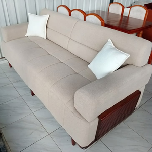 Sofá Moderno de Lujo en Madera de Teca, Sofá Minimalista Tapizado para Sala de Estar, Muebles para Hotel o Villa - Product Image 1
