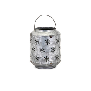 Farol de Hierro Galvanizado con Asa, Estilo Vintage, con Diseño de Copo de Nieve, Portavelas para Interiores, Exteriores y Jardín, Precio de Fábrica - Product Image 1