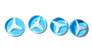 Cabujón de plástico con diente de tiburón auténtico, moderno, redondo, de 19x19 mm, con base plana azul transparente, para manualidades y fabricación de joyas - Product Image 2