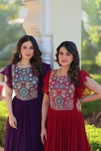 New Designer Indian Ethanic Wear Faux Blooming Material Bead Sequence Multithread Embroidery Work Anarkali <b>Wedding</b> Wear Gowns - Product Image 5