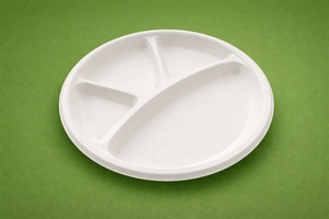 Axiom Greenex 12-Inch 4-Compartment Bagasse Meal Tray | <b>Compostable</b> Sugarcane Fiber Disposable Party Food Tray Custom Logo - Product Image 3