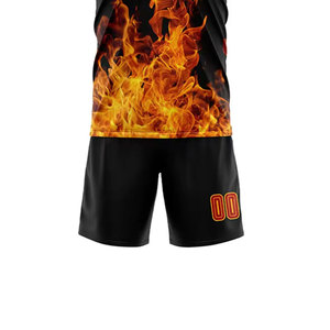 Custom Men's <b>Soccer</b> Jersey Black Flame Print Sublimated 100% Polyester Short Sleeve Quick Dry Regular Fit Adult Uniform - Product Image 4