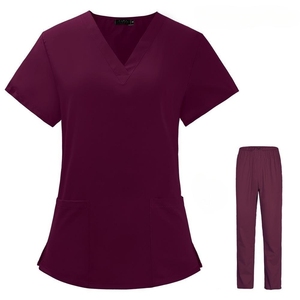 Tenues Médicales Tendance Été pour Femmes et Hommes – Ensembles Blouse et Pantalon d'Infirmière Col V Extensibles 4 Directions en Polyester Spandex Tricoté pour Hôpital - Product Image 3