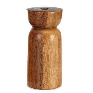 Ensemble de porte-bougies en bois, forme ronde, décoration d'intérieur, design conique fait main, finition naturelle, porte-bougies vintage - Product Image 2