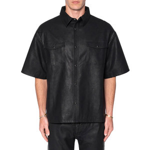 เสื้อเชิ้ตแขนสั้นลำลองคุณภาพสูงสำหรับผู้ชาย OEM ปรับแต่งได้ ระบายอากาศได้ดี หนังแท้ กันน้ำ สวมใส่สบาย เหมาะสำหรับฤดูหนาว - Product Image 1