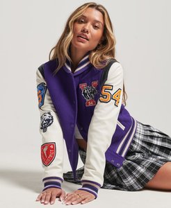 2026 Wholesale <b>Women's</b> Collared Varsity <b>Jacket</b> Custom Chenille Patch <b>Leather</b> Sleeve Baseball Varsity <b>Jacket</b> Winter Wear - Product Image 4