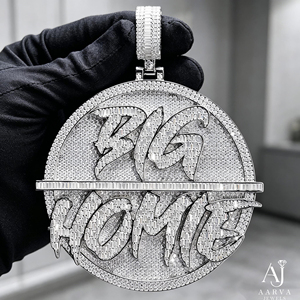 Colgante de Plata de Ley 925 con Moissanita Redonda, Letra con Incrustaciones, Chapado en Rodio, Joyería Hip Hop, Medallón con Nombre Personalizado - Product Image 1