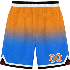Shorts de basket dégradés pour hommes avec cordon de serrage à la taille et poches, séchage rapide, en maille athlétique, bleu orange - Product Image 2