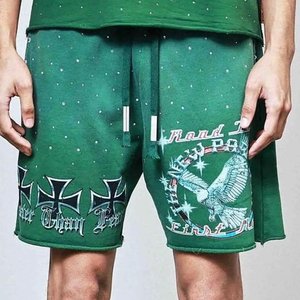 Ensembles chemises et shorts pour hommes, personnalisés avec logo imprimé, effet délavé, vert, pour streetwear, vêtements d'été pour hommes, respirants - Product Image 5