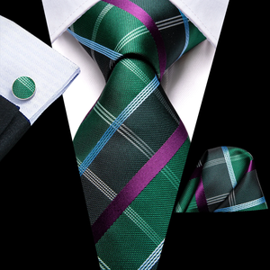 Ensemble cravate, pochette et boutons de manchette pour homme, vert Paisley, en soie et satin tissé, écologique, haute qualité, design tendance, pour mariage - Product Image 5
