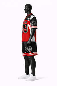 Nueva Camiseta de Fútbol Americano Personalizada de Manga Corta, Colores Personalizados, Malla Degradada, Forma Cuadrada, 100% Poliéster - Product Image 4