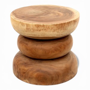 Tabouret en bois de suar massif naturel fait à la main, table d'appoint ronde en tronc d'arbre, table d'appoint pour la décoration du salon et du jardin - Product Image 4