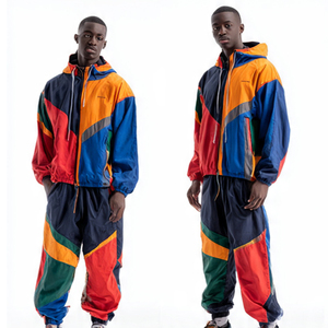 Men Color Blocking Tracksuit Hooded Windbreaker Suits Streetwear Full Length Waterproof Two Piece Set <b>Wind</b> <b>Breaker</b> Tracksuits - Product Image 1