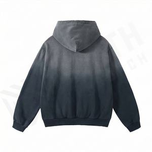 Sudadera con capucha oversize para hombre, estilo vintage, con lavado ácido, de felpa francesa gruesa, con cremallera, teñido liso, para invierno, estilo urbano, color personalizado - Product Image 2