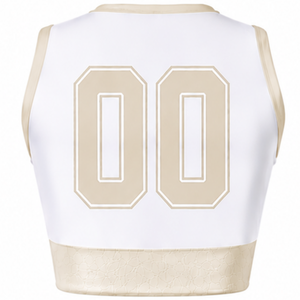 Maillot de cheerleading sans manches sublimé blanc et noir, tenue de sport athlétique pour l'entraînement, la performance et la compétition - Product Image 2