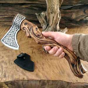 Hacha Vikinga Hecha a Mano, Acero con Alto Contenido de Carbono, Herramienta de Camping, Funda de Cuero, Forjada a Mano, Hacha Personalizada, Regalo, Garantía de 3 Años - Product Image 6