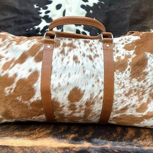 กระเป๋าเดินทางหนังแท้ทำมือ ขนสัตว์ แต่งซิป ขนาดใหญ่ รุ่น LHODB-0118 - Product Image 1