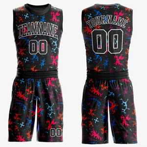 Custom Black <b>Paint</b> Splash Basketball Uniform Set OEM ODM Manufacturer Personalized Team Jersey and Shorts Sublimated Mesh Sports - Product Image 1