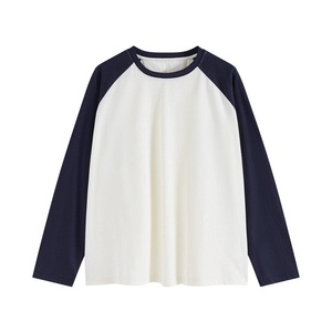 Men's <b>Long</b> Sleeve Cotton Shirt Casual Summer Crew Neck <b>TShirts</b> Plus Sized Contrast Color Shirts - Product Image 1
